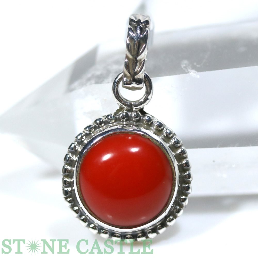 ☆一点物☆【ペンダント】レッドコーラル(赤珊瑚) (イタリア産) No.28【パワーストーン 天然石 アクセサ..
