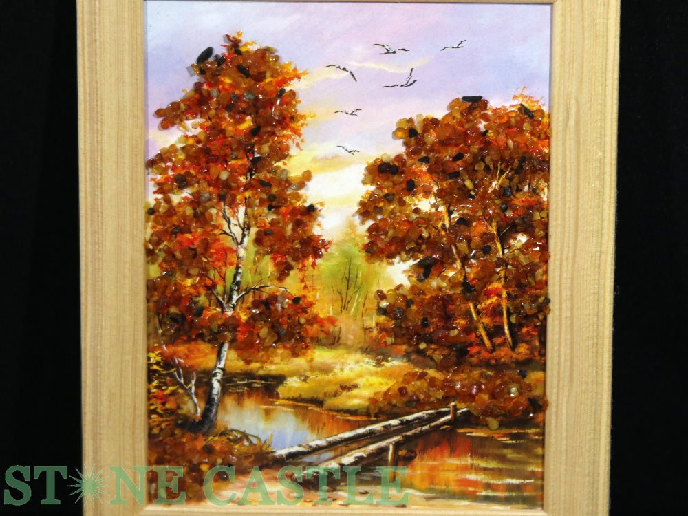 ☆一点物☆【インテリア】絵画 (琥珀さざれチップ付き) (小) (3枚セット) No.53【パワーストーン 天然石 アクセサリー レディース メンズ】