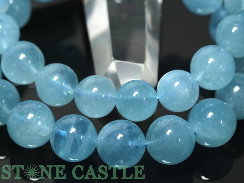 ☆高品質☆【ブレスレット】アクアマリン (5A) (約12.5〜13mm) (ケース付)【パワース...