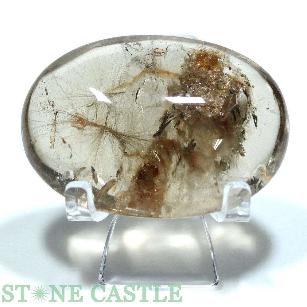 ☆一点物☆【置き石】ルース ルチルクォーツインクォーツ (晶中晶) (レインボー入り) (台付) No.26【パワーストーン 天然石 アクセサリー レディース ...