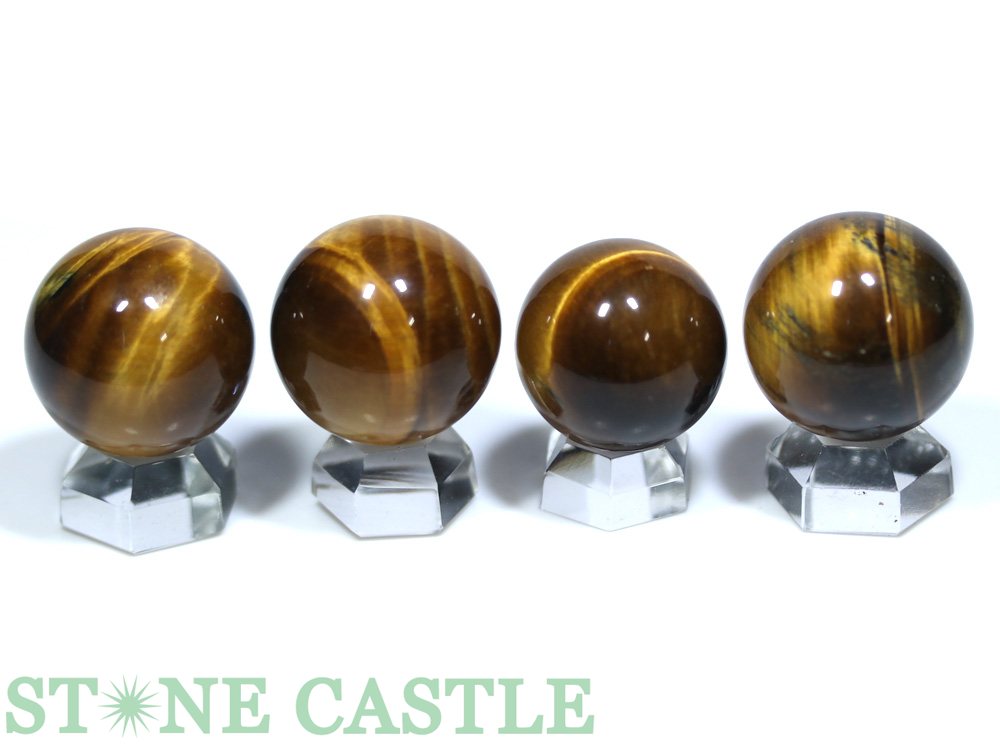 ☆一点物☆【置き石】丸玉 タイガーアイ (3A) (4個セット) No.41【パワーストーン 天然石 アクセサリー】