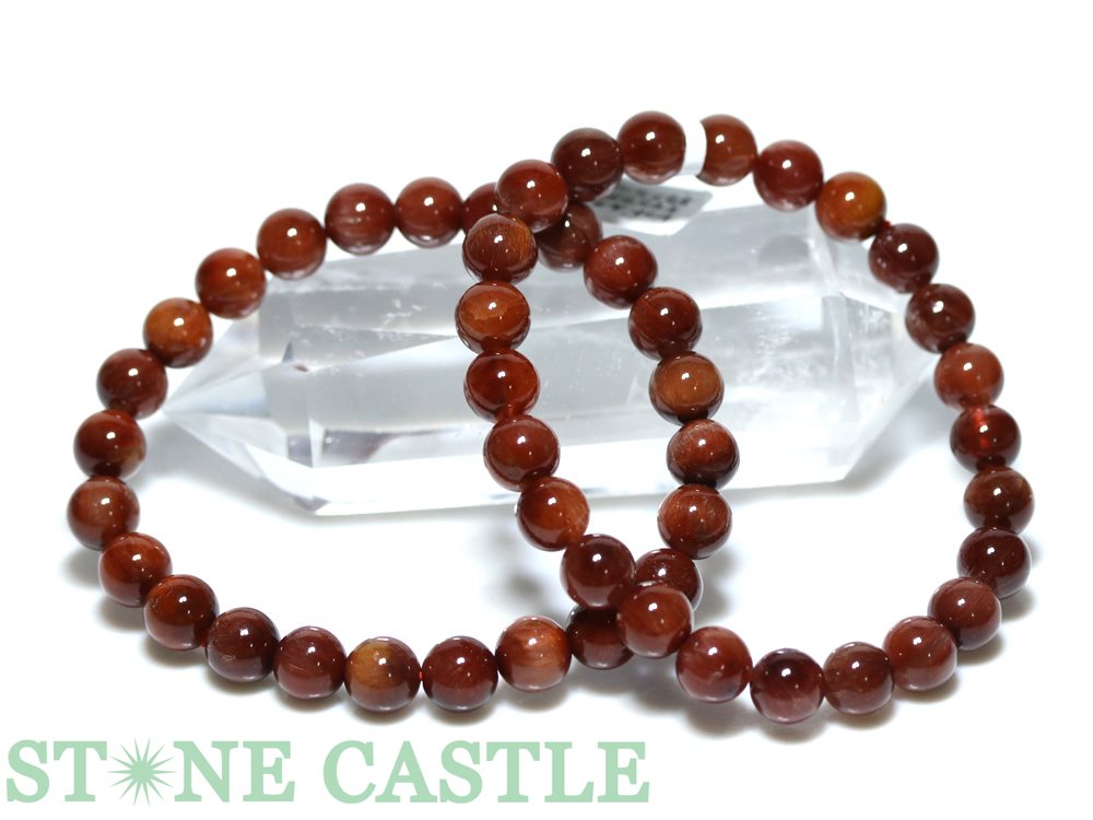 ☆高品質☆【ブレスレット】レッドルチルキャッツアイ (5A) (約7.5~8mm) 【パワーストーン 天然石 アクセサリー レディース メンズ】