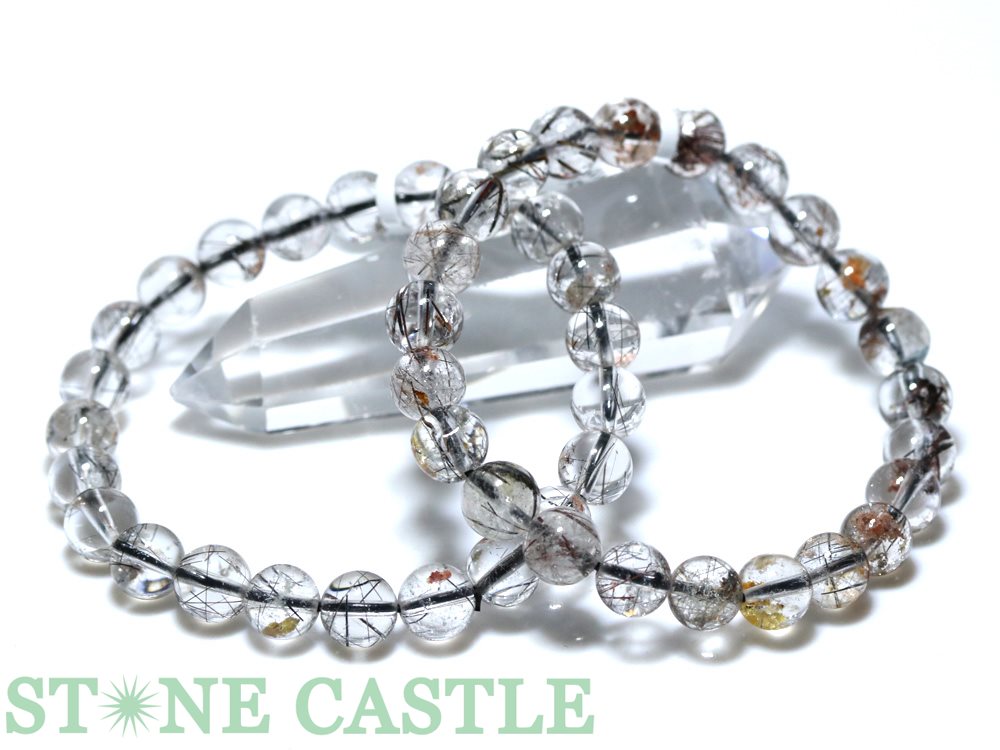 ☆高品質☆【ブレスレット】ブラックルチルクォーツ (ガーデン入り) (約8.5〜9mm) 【パワーストーン 天然石 アクセサリー レディース メンズ】
