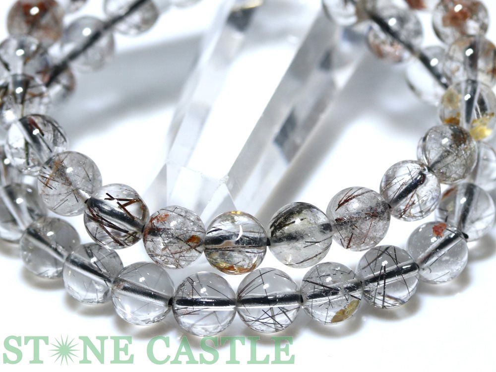 ☆高品質☆【ブレスレット】ブラックルチルクォーツ (ガーデン入り) (約8.5～9mm) 【...