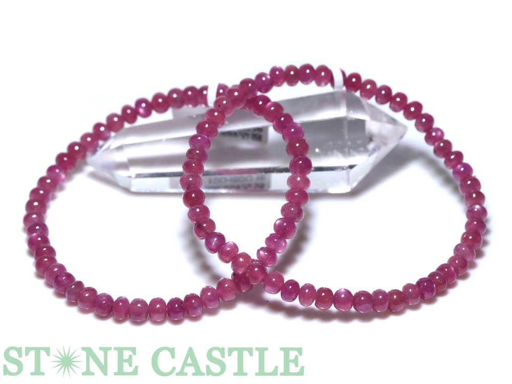 ☆高品質☆【ブレスレット】ロイヤルピンクサファイア ボタン型 約4x5mm (ケース付) 【パワーストーン 天然石 アクセサリー レディース メンズ】