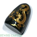☆一点物☆【彫刻置物】レインボーオブシディアン 五爪龍 (金彫り) No.46【パワーストーン 天然石 アクセサリー レディース メンズ】