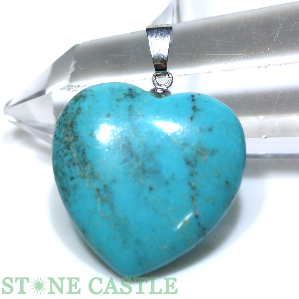 ☆一点物☆【ペンダント】天然ターコイズ (3A) ハート型 約25mm No.02【パワーストーン 天然石 アクセサリー レディース メンズ】