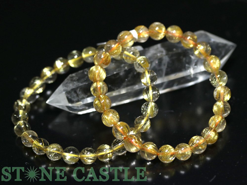 ☆高品質☆【ブレスレット】極太タイチンルチルクォーツ (6A) (約7.5〜8mm) (ケース付)【パワーストーン 天然石 アクセサリー レディース メンズ】