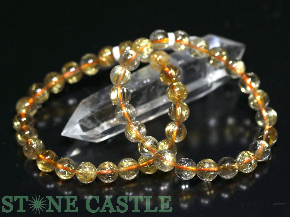 ☆高品質☆【ブレスレット】極太タイチンルチルクォーツ (6A) (約8.5〜9mm) (ケース付)【パワーストーン 天然石 アクセサリー レディース メンズ】