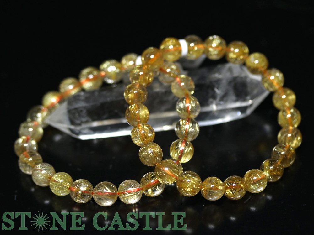 ☆高品質☆【ブレスレット】極太タイチンルチルクォーツ (6A) (約9〜9.5mm) (ケース付)【パワーストーン 天然石 アクセサリー レディース メンズ】