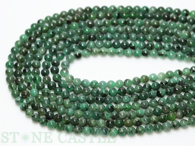 【丸ビーズ】エメラルド (3A) 4mm 【パワーストーン 天然石 アクセサリー 1連売り】