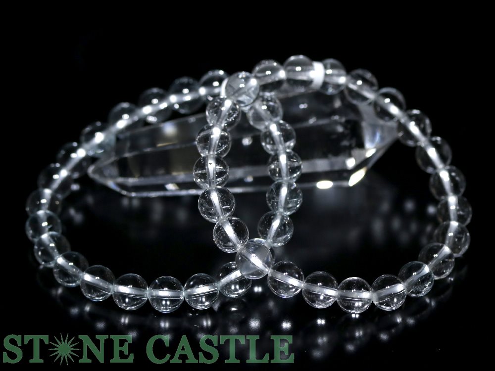 ☆高品質☆【ブレスレット】ホワイトトパーズ (ブラジル産) (約8.5～9mm) (鑑別済) 【パワーストーン 天然石 アクセサリー レディース メンズ】