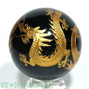 ☆一点物☆【彫刻置物】丸玉 シルバーオブシディアン 四神獣 (金彫り) 約54mm No.02【パワーストーン 天然石 アクセサリー レディース】