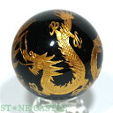 ☆一点物☆【彫刻置物】丸玉 シルバーオブシディアン 四神獣 (金彫り) 約50mm No.04【パワーストーン 天然石 アクセサリー レディース】