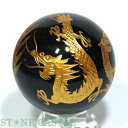 ☆一点物☆【彫刻置物】丸玉 シルバーオブシディアン 四神獣 (金彫り) 約50mm No.05【パワーストーン 天然石 アクセサリー レディース】