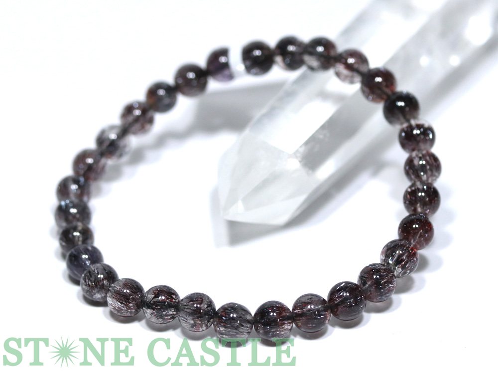 ★楽天スーパーセール★☆一点物☆【ブレスレット】ブラックスーパーセブン (7A) (ブラジル産) No.08 (約6〜6.5mm) (ケース付)【パワーストーン...