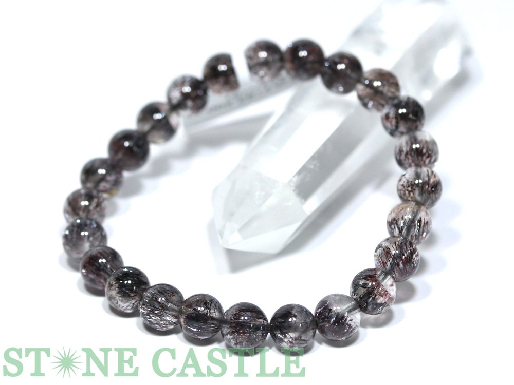 ★楽天スーパーセール★☆一点物☆【ブレスレット】ブラックスーパーセブン (7A) (ブラジル産) No.10 (約7.5〜8mm) (ケース付)【パワーストーン...