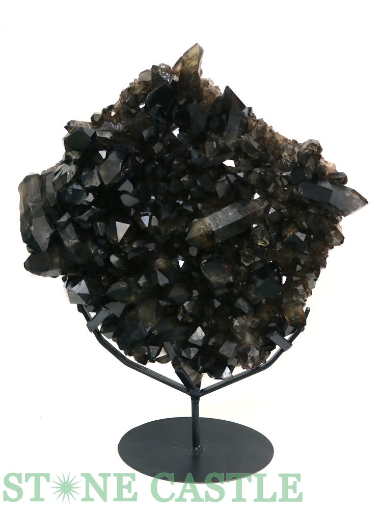 ☆一点物☆【原石】天然スモーキークォーツクラスター (EX) (トマスゴンザガ産) (特大) (台付) No.16【パワーストーン 天然石 アクセサリー レディ...