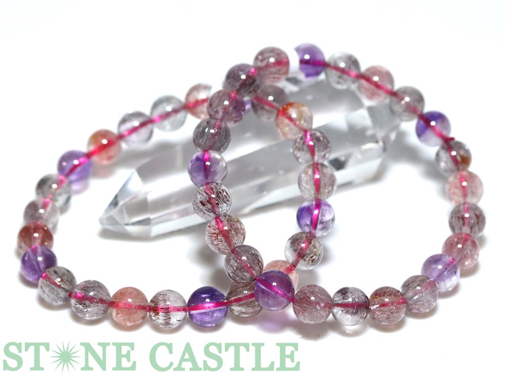 ☆高品質☆【ブレスレット】スーパーセブン (6A) (約8〜8.5mm) (ケース付)【パワーストーン 天然石 アクセサリー レディース メンズ】