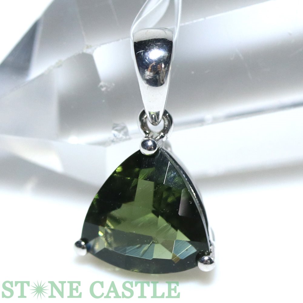 ★楽天スーパーセール★☆高品質☆【ペンダント】モルダバイト トライアングル型 (ブリリアントカット) 約1..