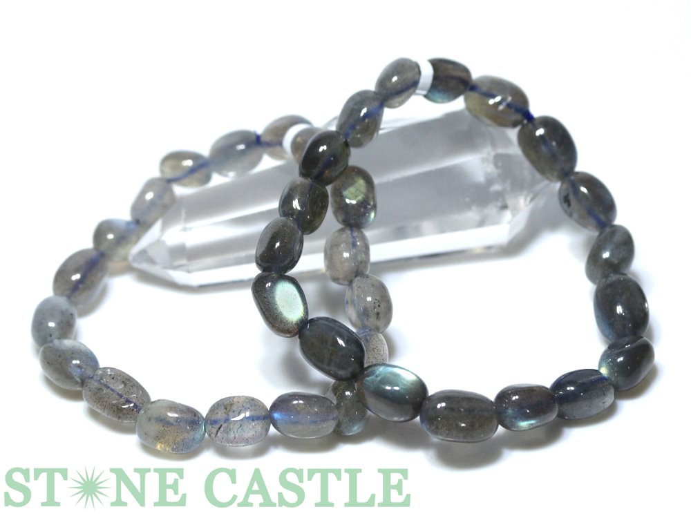 ☆高品質☆【ブレスレット】ラブラドライト (2A) タンブル型 約8x11mm【パワーストーン 天然石 アクセサ..