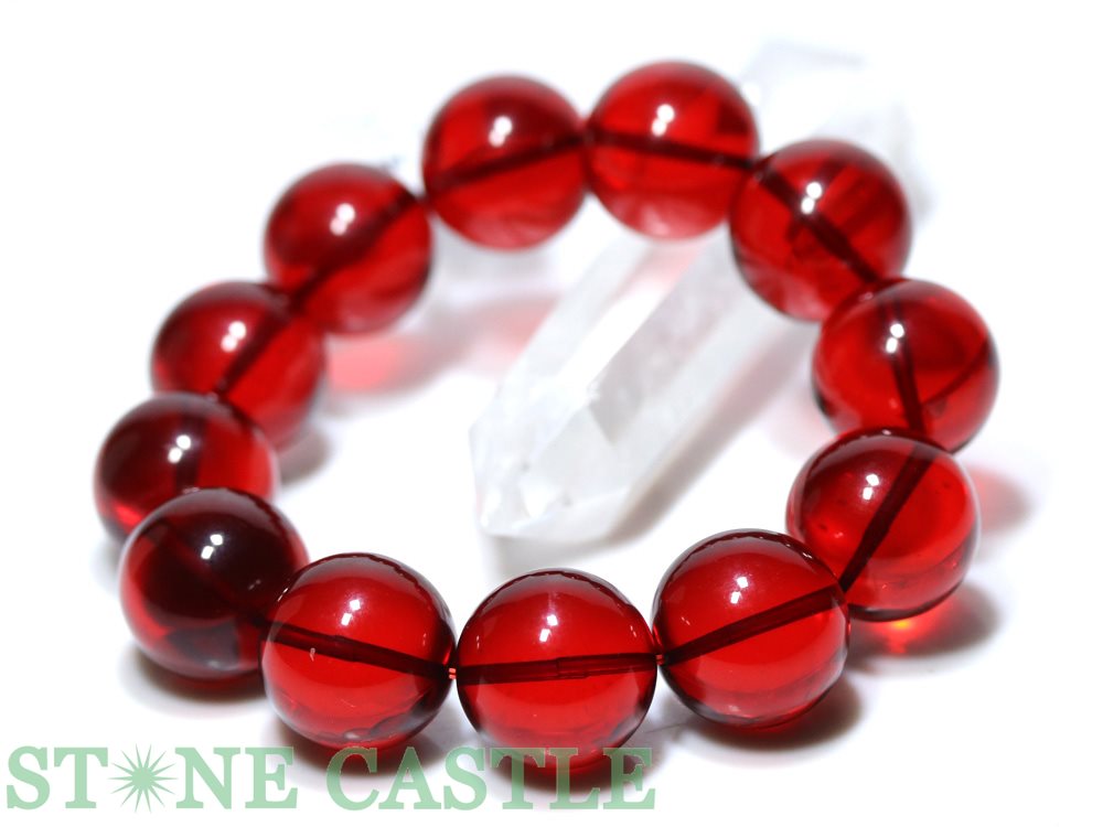 ★楽天スーパーセール★☆一点物☆【ブレスレット】ルビーレッドアンバー (琥珀) (ポーランド産) No.01 (約17〜17.5mm) (ケース付)【パワースト...