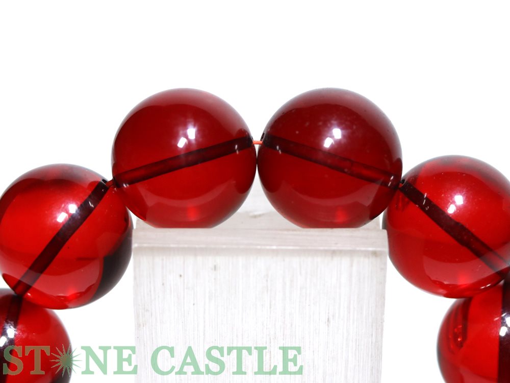 ☆一点物☆【ブレスレット】ルビーレッドアンバー (琥珀) (ポーランド産) No.01 (約17〜17.5mm) (ケース付)【パワーストーン 天然石 アクセサリー レディース メンズ】