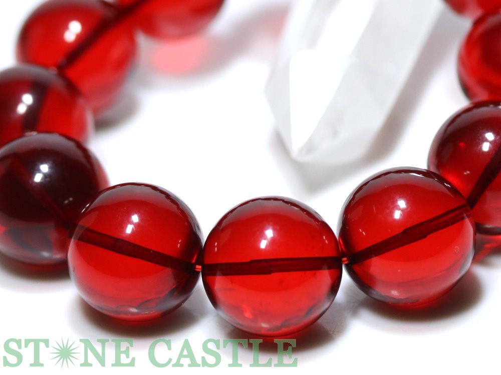 ☆一点物☆【ブレスレット】ルビーレッドアンバー (琥珀) (ポーランド産) No.01 (約17〜17.5mm) (ケース付)【パワーストーン 天然石 アクセサリー レディース メンズ】