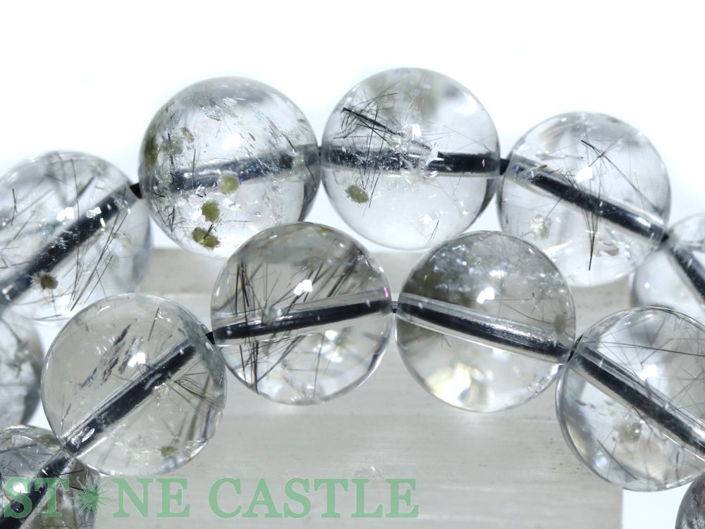 ☆高品質☆【ブレスレット】マイカ(雲母)入りブラックルチルクォーツ (3A) (約11～11.5mm) 【パワーストーン 天然石 アクセサリー レディース メンズ】