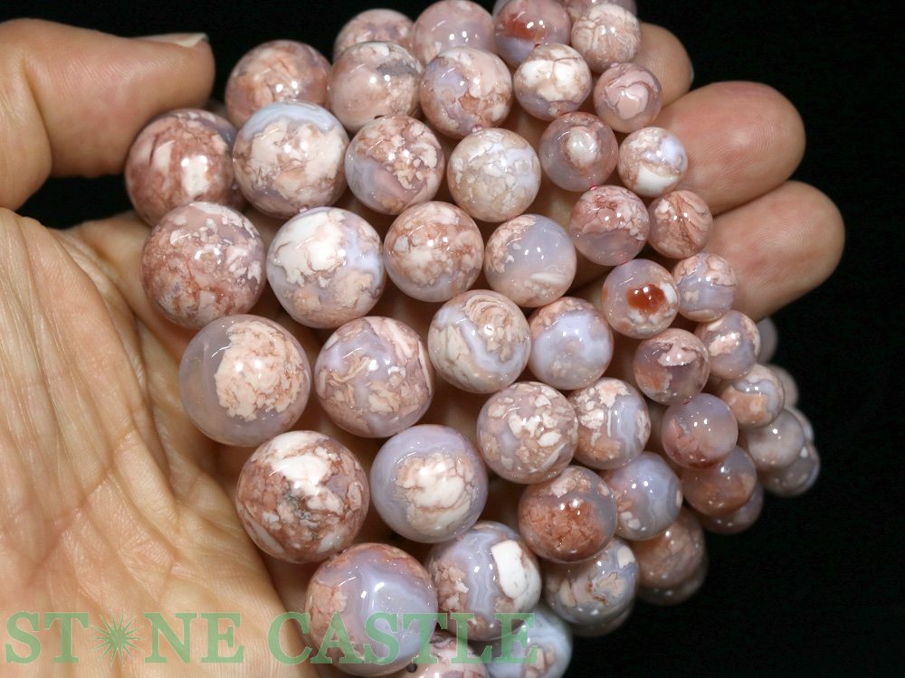 ☆高品質☆【ブレスレット】桜ドゥルージー瑪瑙 (約16〜16.5mm)【パワーストーン 天...