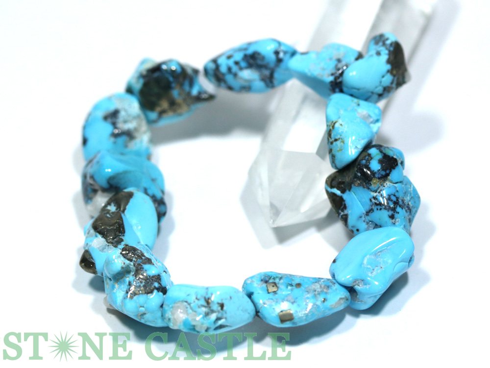 ☆一点物☆【ブレスレット】スリーピングビューティーターコイズ タンブル型 (大) No.48 (ケース付)【パワーストーン 天然石 アクセサリー レディース メ...