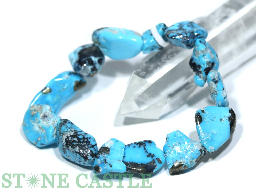 ☆一点物☆【ブレスレット】スリーピングビューティーターコイズ タンブル型 (大) No.50 (ケース付)【パワーストーン 天然石 アクセサリー レディース メ...