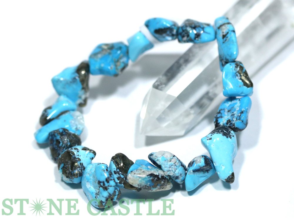 ☆一点物☆【ブレスレット】スリーピングビューティーターコイズ タンブル型 (大) No.51 (ケース付)【パワーストーン 天然石 アクセサリー レディース メ...