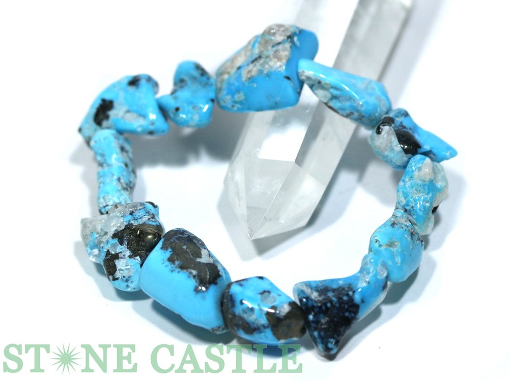 ☆一点物☆【ブレスレット】スリーピングビューティーターコイズ タンブル型 (大) No.52 (ケース付)【パワーストーン 天然石 アクセサリー レディース メ...