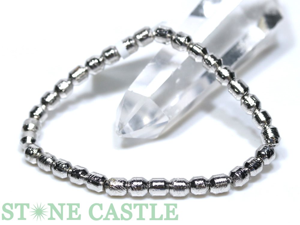 ☆高品質☆【ブレスレット】ギベオン隕石 筒型 約5x5mm (ケース付)【パワーストーン 天然石 アクセサリー レディース メンズ】