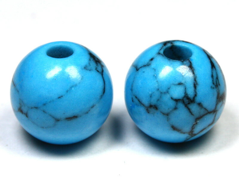 【丸ビーズ】ターコイズ(練り) (縞あり) 8mm (2.5mm穴) 20粒セット売り※5の付く日セール※【パワーストーン 天然石 アクセサリー 半連売り】