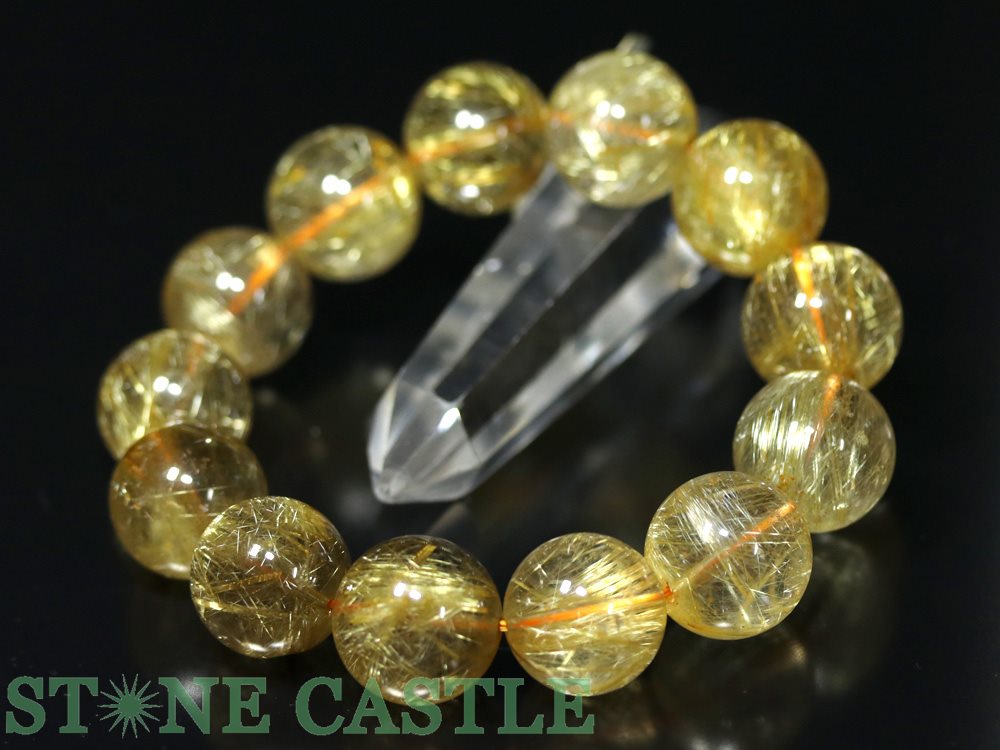 ☆一点物☆【ブレスレット】極太タイチンルチルクォーツ (6A) No.06 (約17〜17.5mm) (ケース付)※DM便・ネコポス不可※【パワーストーン 天然...