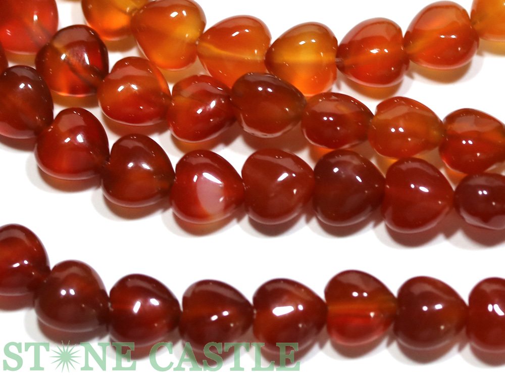 【カットビーズ】レッドカーネリアン ハート型 8mm【パワーストーン 天然石 アクセサリー 1連売り】