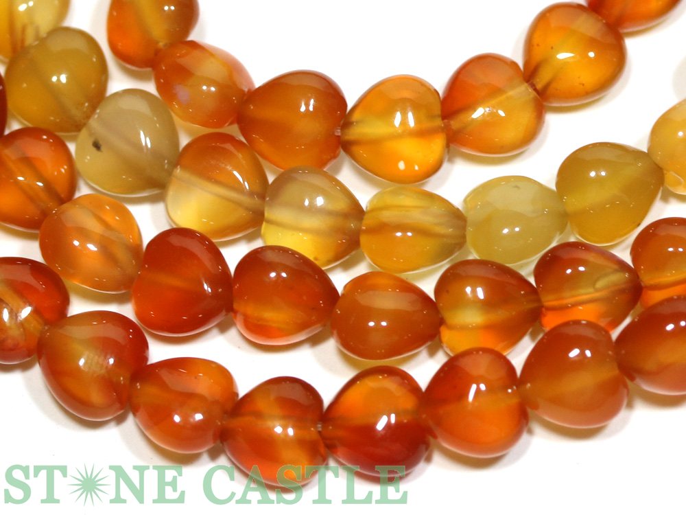 【カットビーズ】天然カーネリアン (2A) ハート型 8mm (数量限定商品)【パワーストーン 天然石 アクセサリー 1連売り】