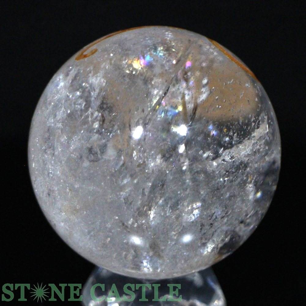 ☆一点物☆【彫刻置物】丸玉 レインボー水晶 白虎 (金彫り) 約50mm No.28【パワーストーン 天然石 アクセサリー レディース】 compass668-10596130 パワーストーン 石流通センター サンプル画像2