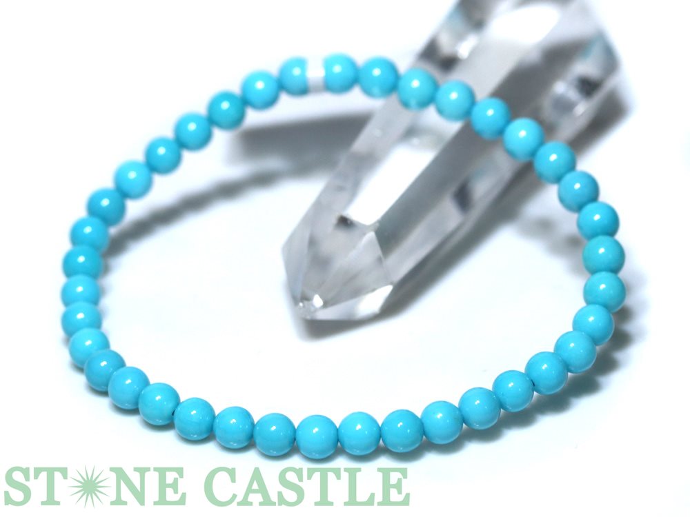 ☆一点物☆【ブレスレット】スリーピングビューティーターコイズ No.10 (約5〜5.5mm) (ケース付)【パワーストーン 天然石 アクセサリー レディース ...