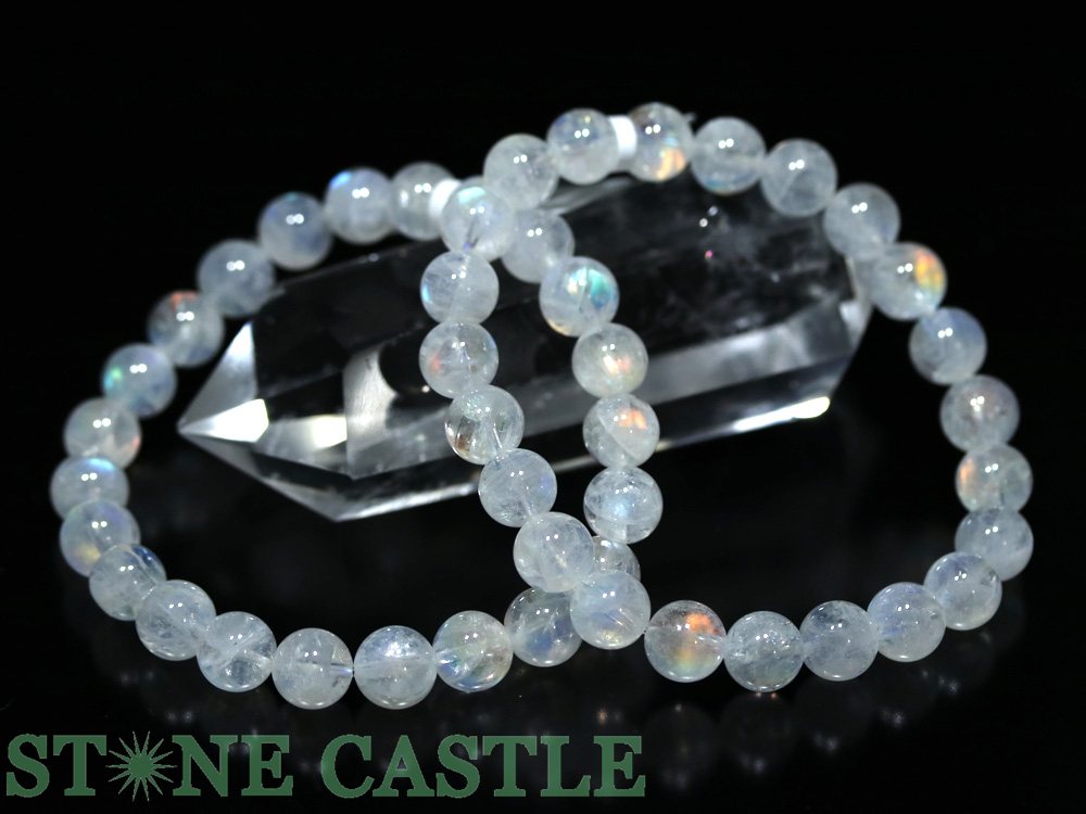 ☆高品質☆【ブレスレット】マダガスカル産レインボームーンストーン (5A) (約8〜8.5mm) (ケース付)【パワーストーン 天然石 アクセサリー レディース メンズ】