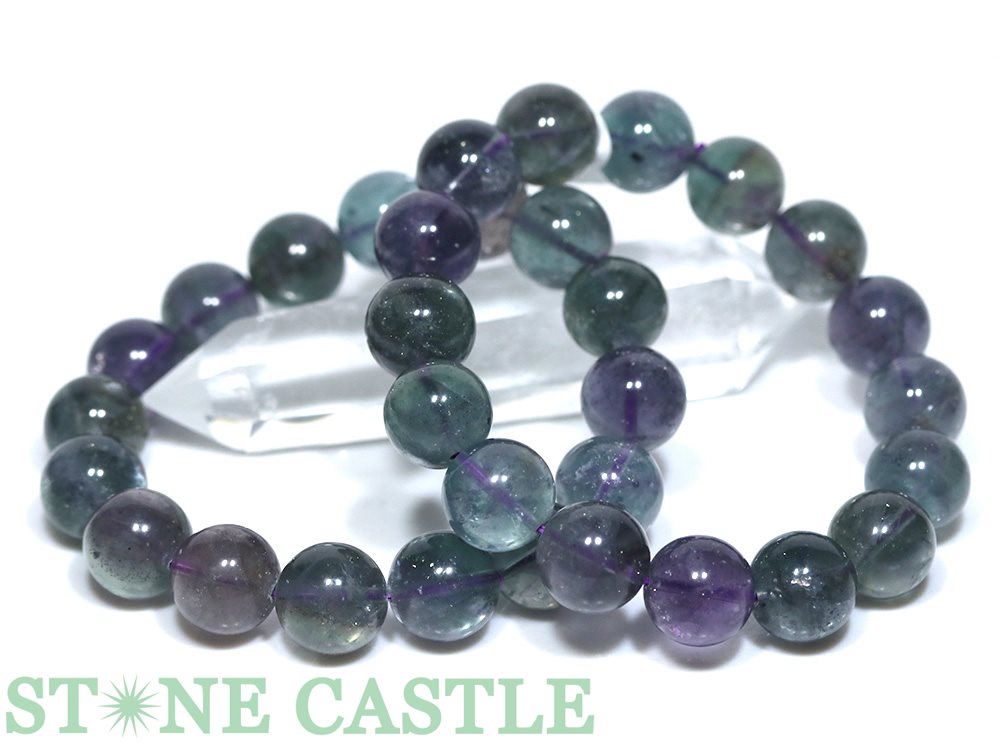 ☆高品質☆【ブレスレット】フローライト&パイライト共生鉱 (約14〜14.5mm) (ケース付)【パワーストーン 天然石 アクセサリー レディース メンズ】