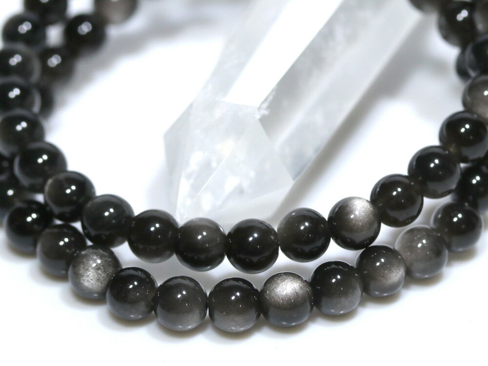 ☆高品質☆【ブレスレット】シルバーオブシディアン (メキシコ産) (約6mm)【パワーストーン 天然石 アクセサリー レディース メンズ】