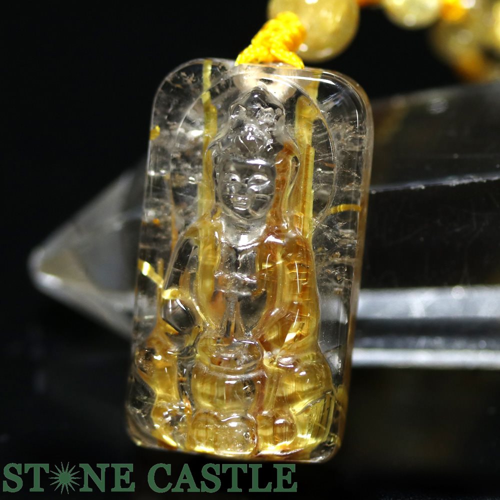 ☆一点物☆【ネックレス】極太タイチンルチルクォーツ 観音 No.03【パワーストーン 天然石 アクセサリー レディース メンズ】