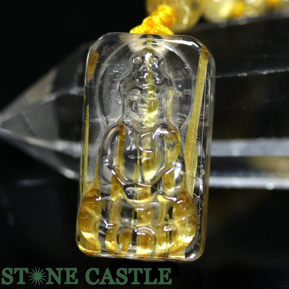 ☆一点物☆【ネックレス】極太タイチンルチルクォーツ 観音 No.05【パワーストーン 天然石 アクセサリー レディース メンズ】