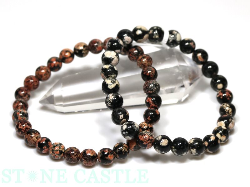 ☆高品質☆【ブレスレット】サクラ黒曜石 (ペルー産) (約5.5～6mm)【パワーストーン 天然石 アクセサリー レディース メンズ】