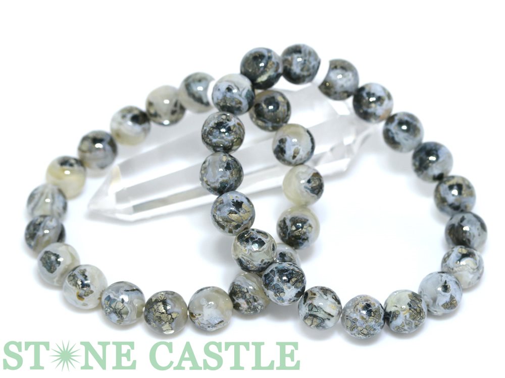 ☆高品質☆【ブレスレット】パイライト瑪瑙共生鉱 (約12.5〜13mm) (ケース付)【パワーストーン 天然石 アクセサリー レディース メンズ】