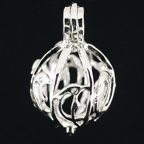 【ペンダント】選べる12星座守護石 イルカ かご:ロジウムメッキ (10mm玉) 【パワーストーン 天然石 アクセサリー レディース】