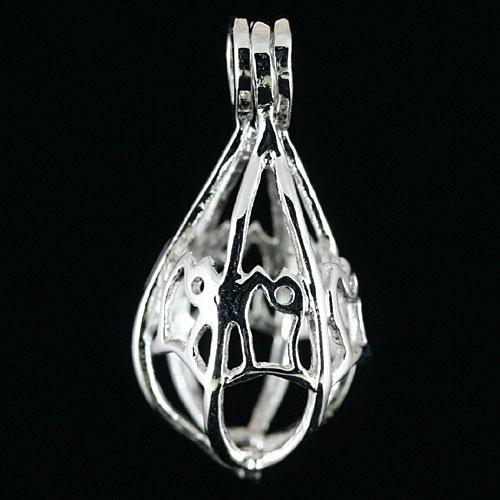 【ペンダント】選べる12星座守護石魚 かご :ロジウムメッキ (10mm玉) 【パワーストーン 天然石 アクセサリー レディース】